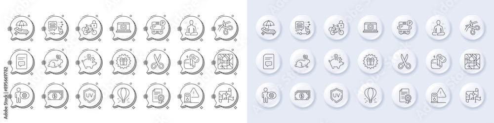 Comments, Food delivery and Metro map line icons. White pin 3d buttons, chat bubbles icons. Pack of Bus parking, Uv protection, Banking icon. Headset, Destination flag, Yoga pictogram. Vector Comments, Food delivery and Metro map line icons. White pin 3d buttons, chat bubbles icons. Pack of Bus parking, Uv protection, Banking icon. Headset, Destination flag, Yoga pictogram. Vector