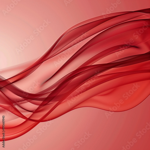 Abstract red background with soft waves and light lines foran elegant design