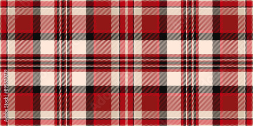Craft texture tartan pattern, page background fabric textile. Britain vector plaid check seamless in red and antique white colors.