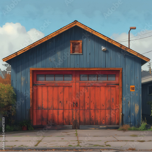 Industrial Aesthetics: A Frontal View of a Lifted Garage Door