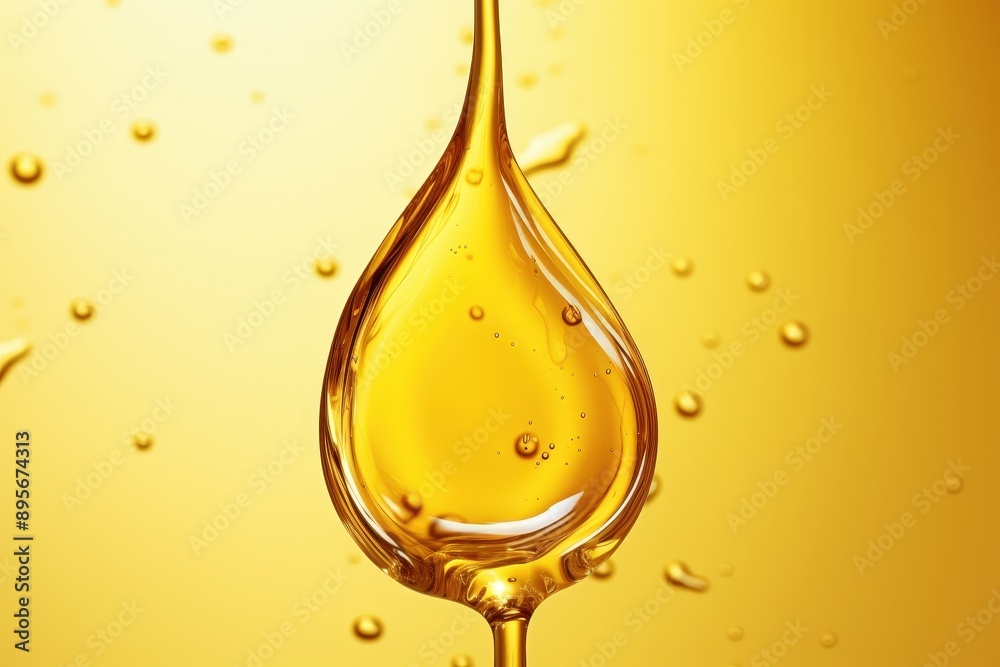 Golden Oil Drop with Blurred Background, Honey drop on white background, A drop of oil on white Golden Oil Drop with Blurred Background, Honey drop on white background, A drop of oil on white