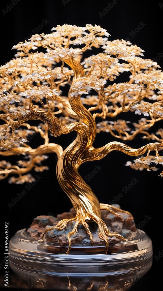 Tree entirely made of glass polished perfect shapes Tree entirely made of glass polished perfect shapes