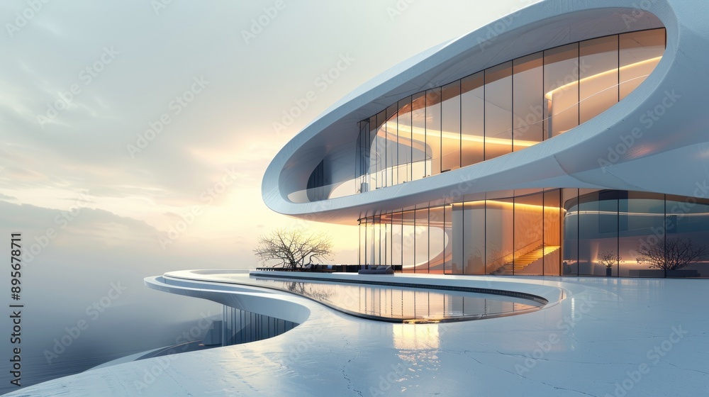 A 3D rendered image of a modern architectural marvel with an innovative design. The building features a combination of glass, steel, and concrete, creating a visually stunning structure. The A 3D rendered image of a modern architectural marvel with an innovative design. The building features a combination of glass, steel, and concrete, creating a visually stunning structure. The