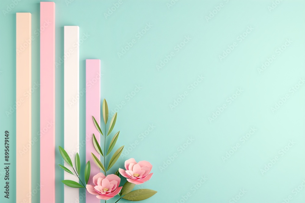 Obraz premium Soft pastel background with effective SEO graphs, representing successful campaigns