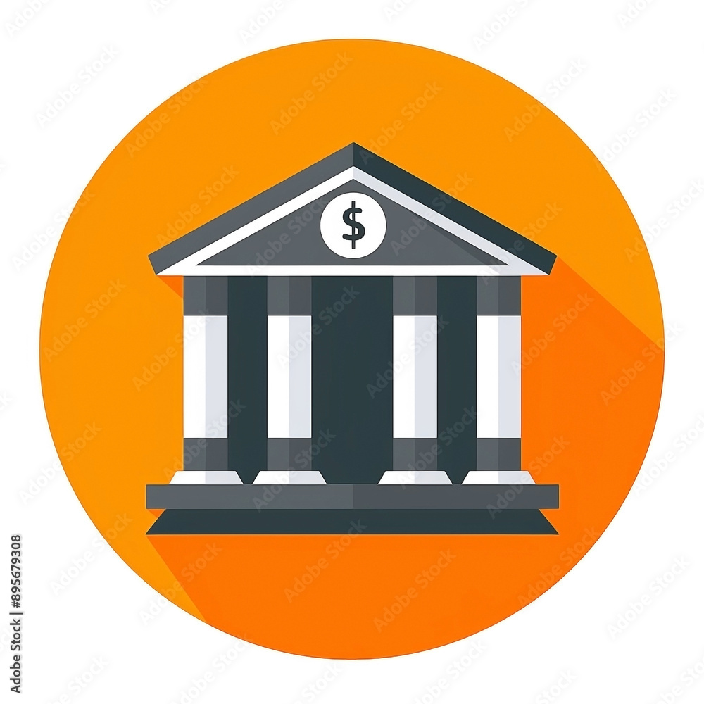 Design Bank Building Icon with Long Shadow Design Bank Building Icon with Long Shadow