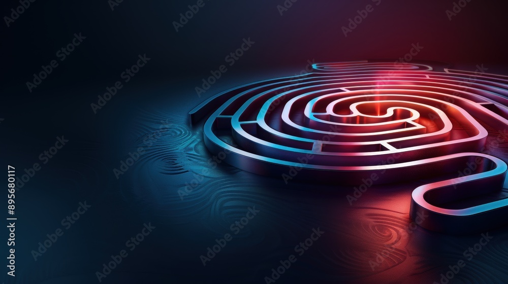Fototapeta premium A labyrinth with a goal at the center, with soul like glow