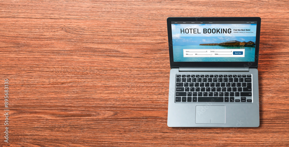 Online hotel accommodation booking website provide modish reservation system . Travel technology concept . Online hotel accommodation booking website provide modish reservation system . Travel technology concept .