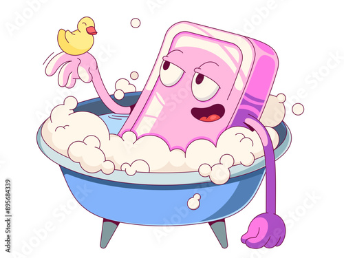 Soap takes a bath and relaxes