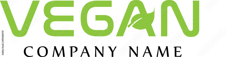 Obraz premium A vegan logo typically features a leaf or green plant symbolizing sustainability and eco-friendliness. Green colors are commonly used to represent nature and health. The word