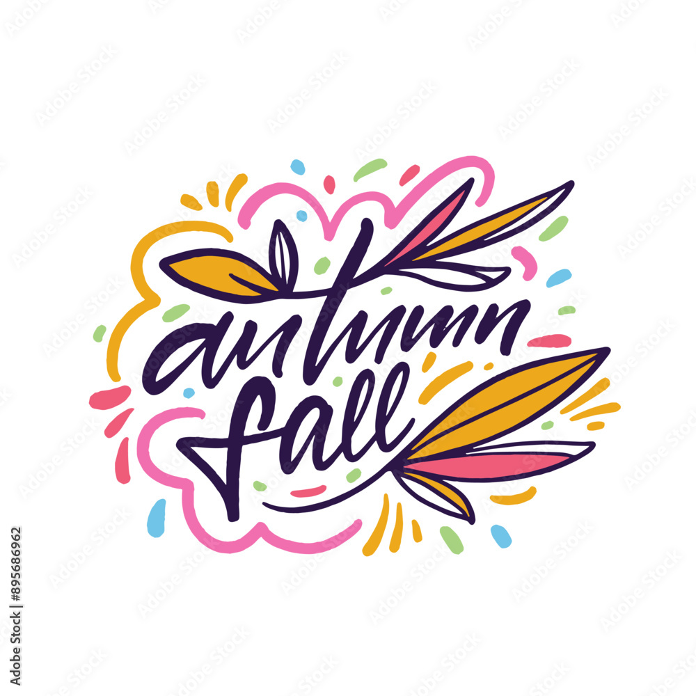 Obraz premium Vibrant autumn graphic with leaves and fun elements, ideal for seasonal decorations