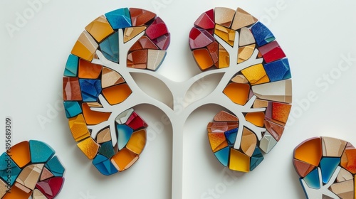 Obraz na płótnie Colorful mosaic art representing human kidneys and healthy organ system w salonie