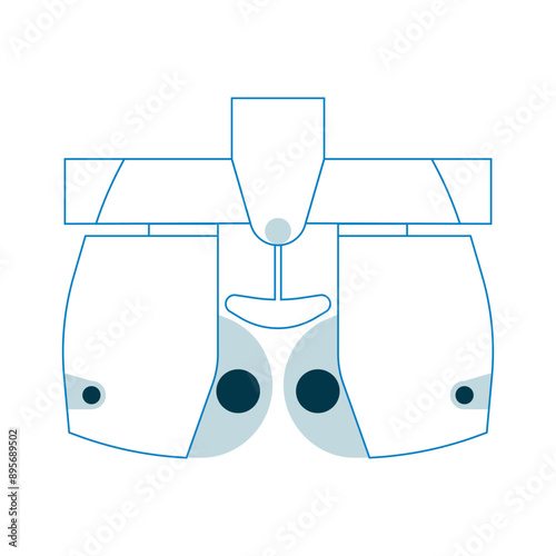 Optometry. Automated Digital Phoropter. Medical Equipment. Modern Flat Vector Illustration. 