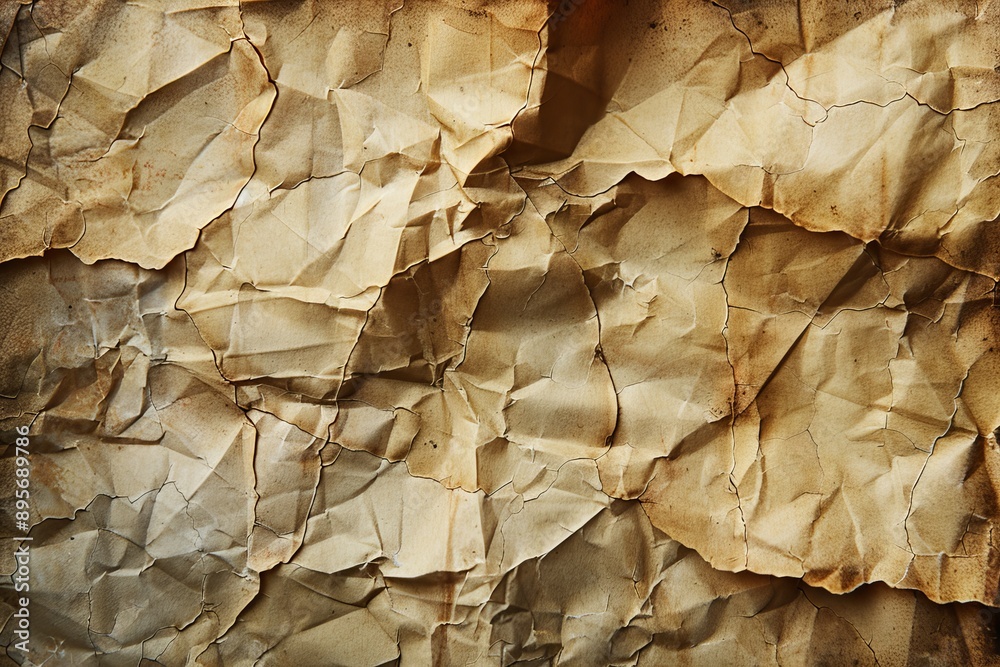 Textured Crumpled Paper Surface with Natural Earthy Tones Textured Crumpled Paper Surface with Natural Earthy Tones