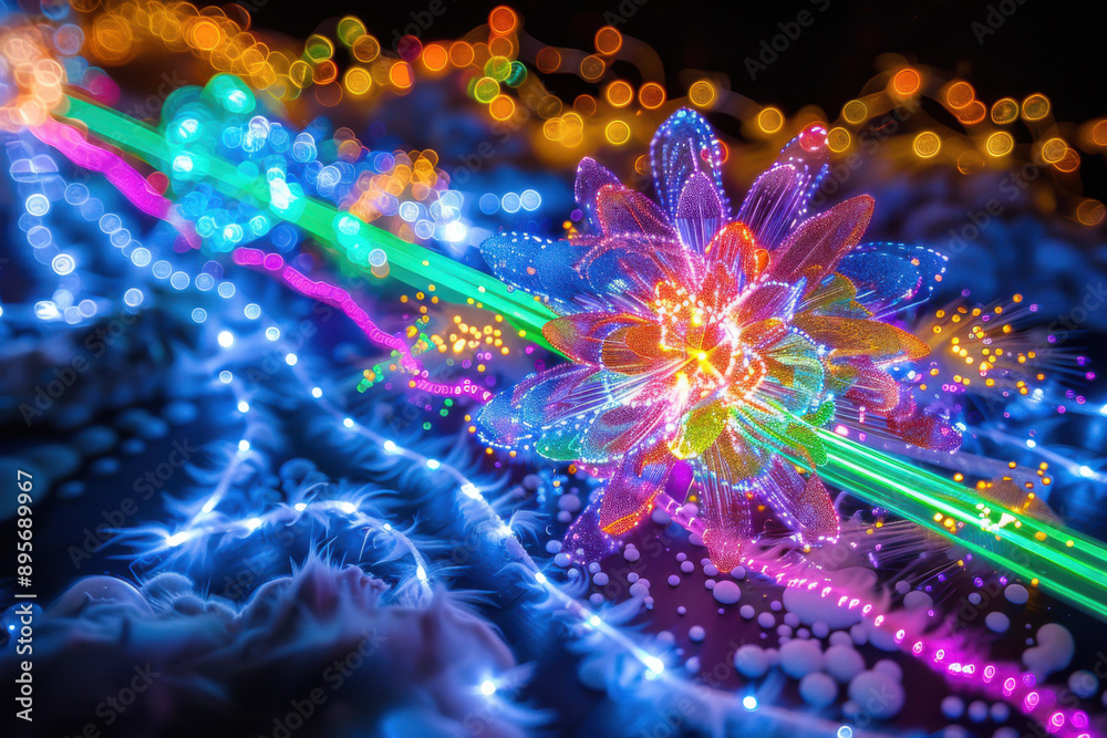 Obraz premium Abstract flower with neon lights