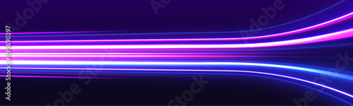 Big data traffic visualization, dynamic high speed data streaming traffic. Vector glitter light fire flare trace. Speed of light in galaxy. Neon light, electric light, light effect.	