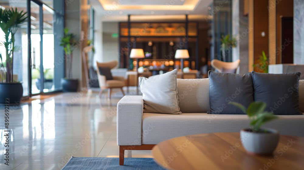 Modern Lounge Area with Comfortable Seating in Contemporary Interior Modern Lounge Area with Comfortable Seating in Contemporary Interior