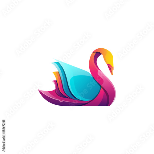 The Gradient Swan Logo Template uses a modern style with a vector style photo