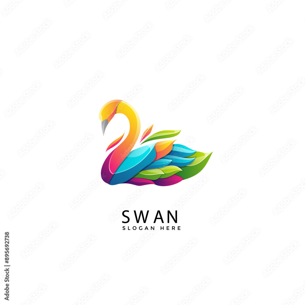 illustration of a swan with a vector design type that uses full color illustration of a swan with a vector design type that uses full color