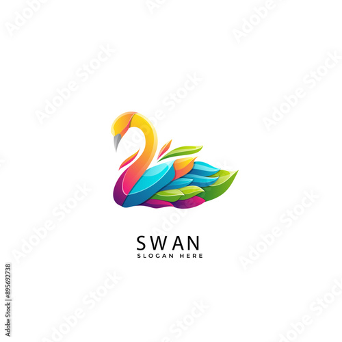 illustration of a swan with a vector design type that uses full color photo