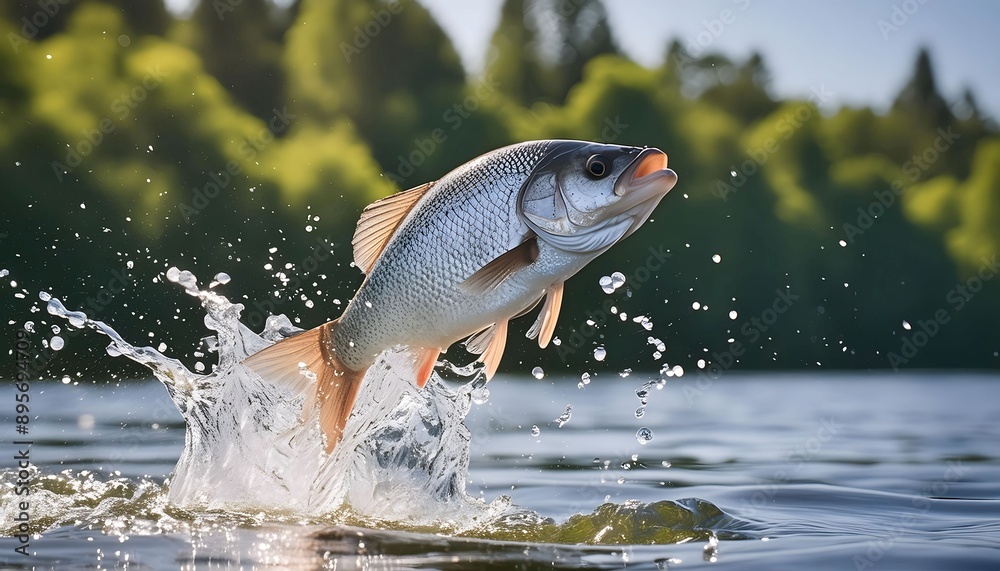 Obraz premium Fish Jumping Out of Water