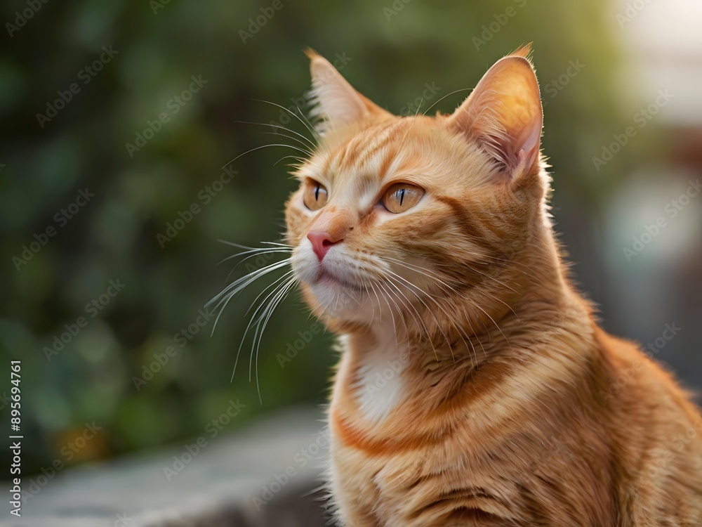 orange cat with blur background, orange cat is sitting and looking orange cat with blur background, orange cat is sitting and looking
