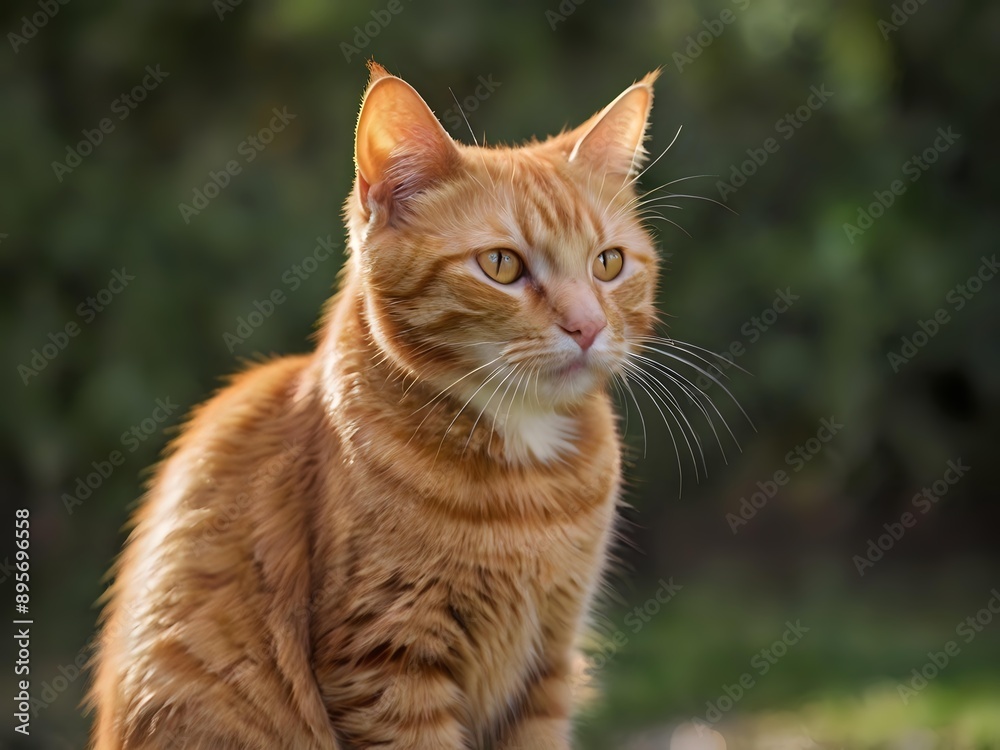 orange cat with blur background, orange cat is sitting and looking orange cat with blur background, orange cat is sitting and looking