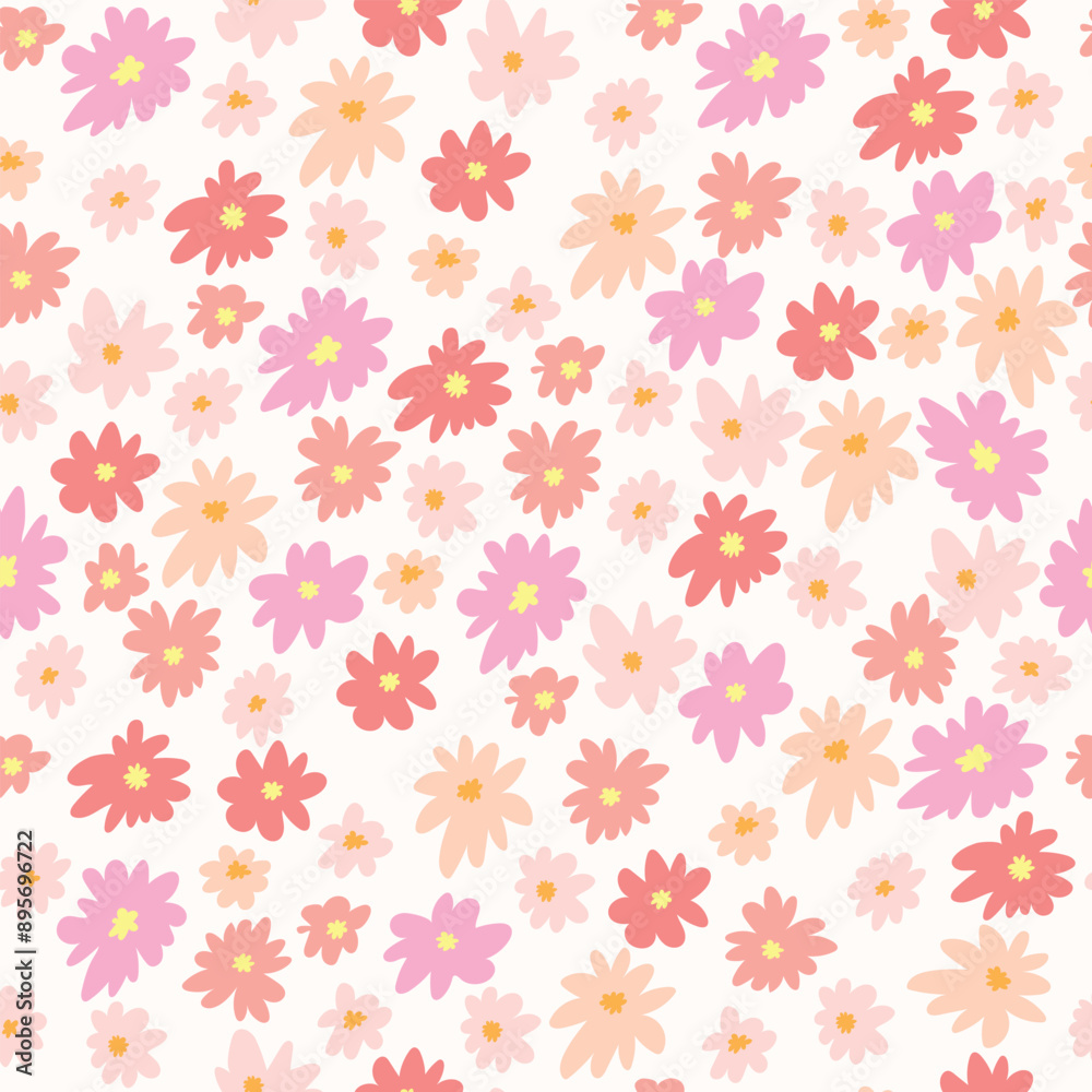 Floral pattern on light background. Seamless pattern with cute flowers, vector illustration. Floral pattern on light background. Seamless pattern with cute flowers, vector illustration.