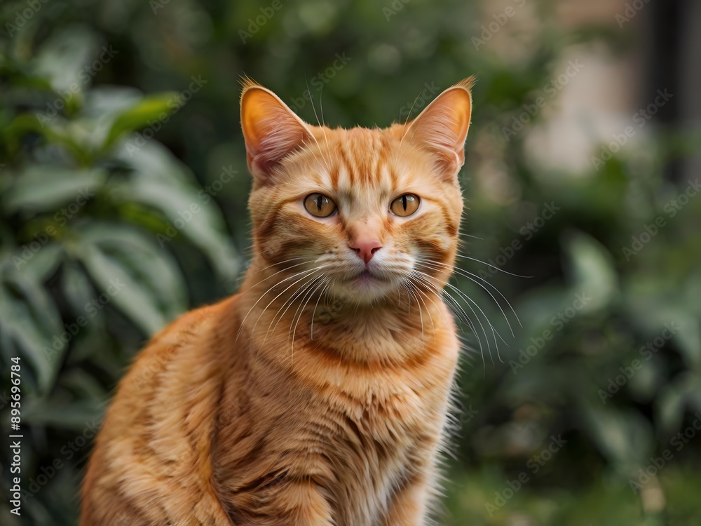 orange cat with blur background, orange cat is sitting and looking orange cat with blur background, orange cat is sitting and looking