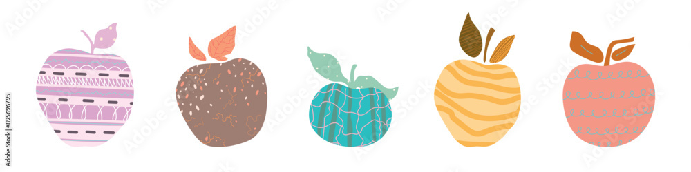 Set of five cartoon abstract apple on white background. Vetor illustration
Set of five cartoon abstract apple on white background. Vetor illustration