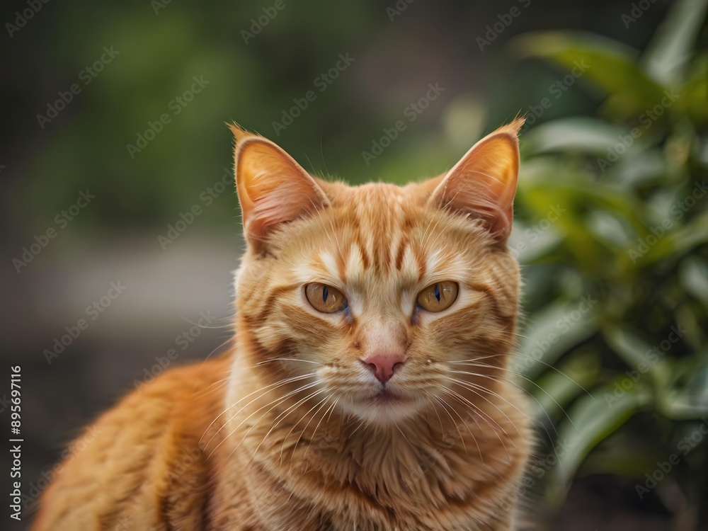 orange cat with blur background, orange cat is sitting and looking orange cat with blur background, orange cat is sitting and looking