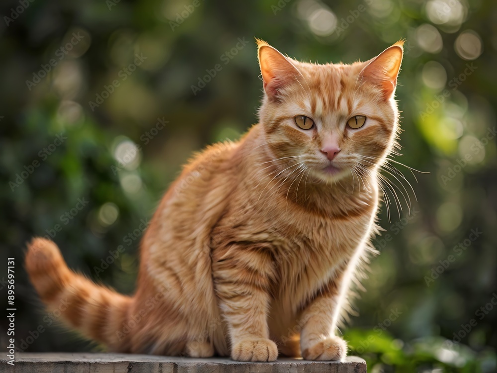 orange cat with blur background, orange cat is sitting and looking orange cat with blur background, orange cat is sitting and looking
