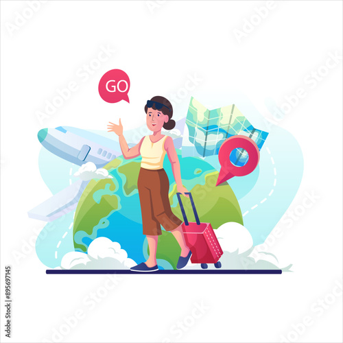 The travel illustration design uses a modern style