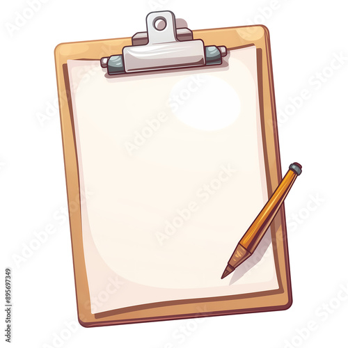 a 2d cartoon clipart drawing of a clipboard on an isolated transparent background