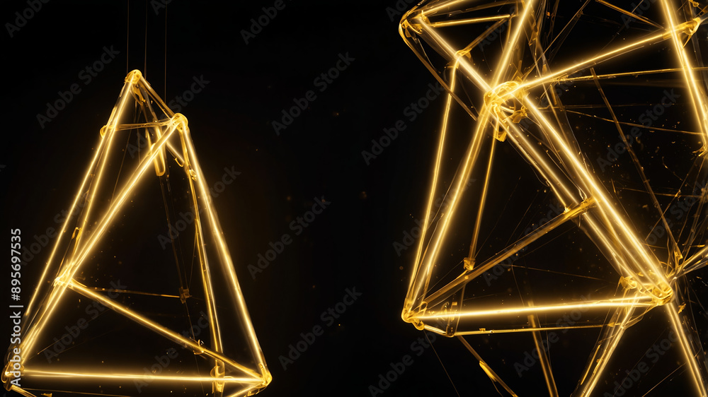 Suspended Neon Tetrahedrons with Electric Light Trails Suspended Neon Tetrahedrons with Electric Light Trails