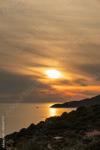 Sunset over the Mediterranean Sea in the Turkish city of Kas 