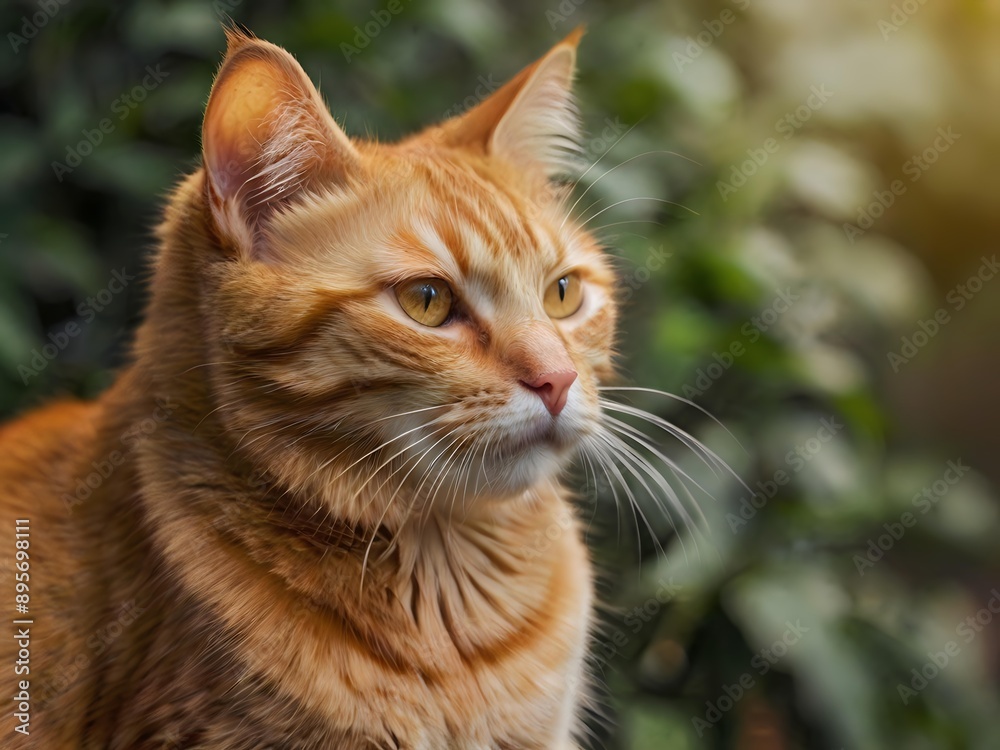 orange cat with blur background, orange cat is sitting and looking orange cat with blur background, orange cat is sitting and looking