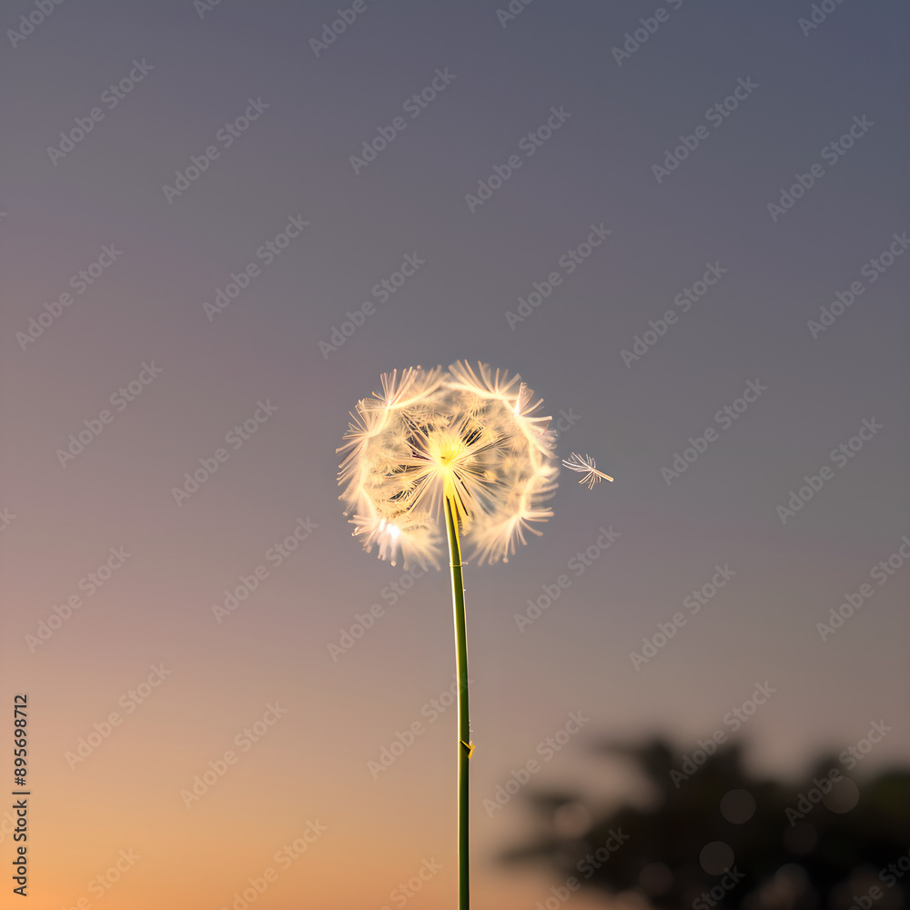 Obraz premium dandelion in the dusk