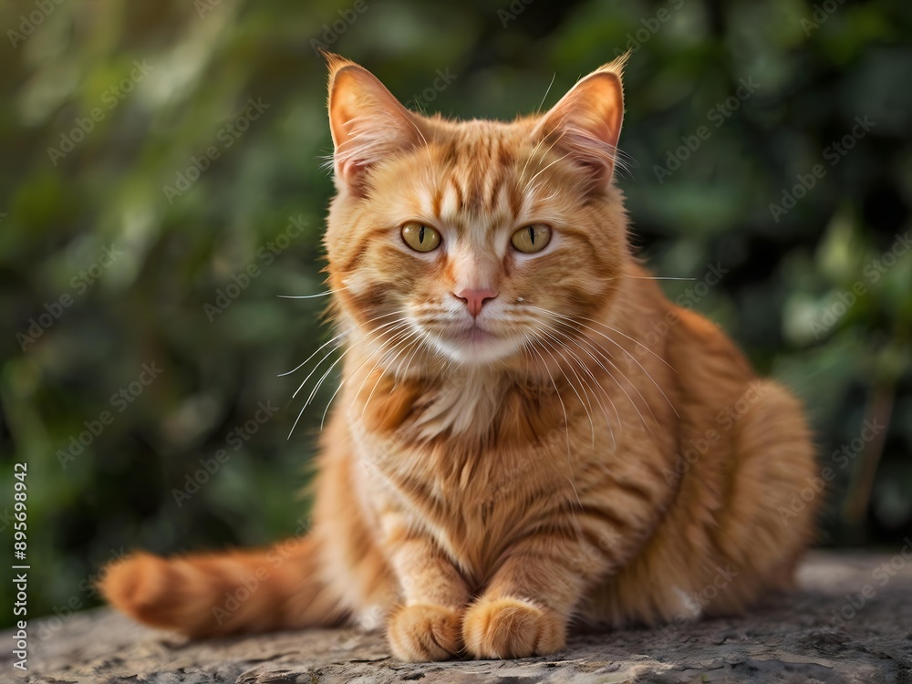 orange cat with blur background, orange cat is sitting and looking orange cat with blur background, orange cat is sitting and looking
