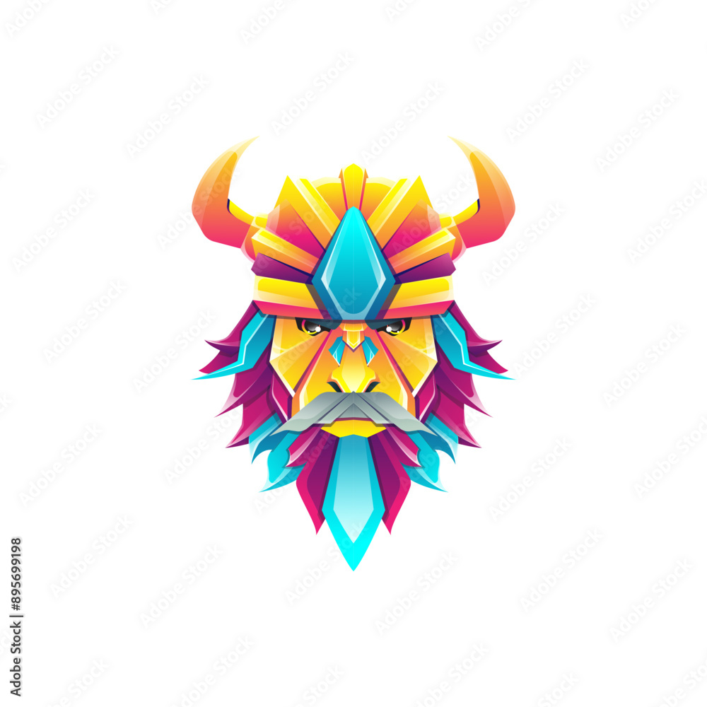 The Viking illustration design uses a modern style with a colorful appearance The Viking illustration design uses a modern style with a colorful appearance
