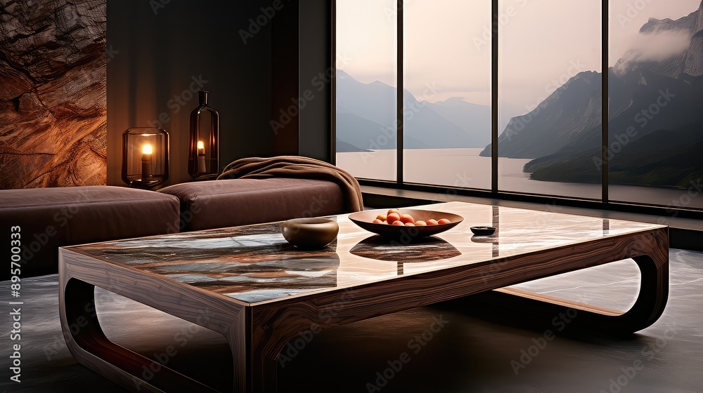 Fototapeta premium Use smoked walnut to do the main marble embedded