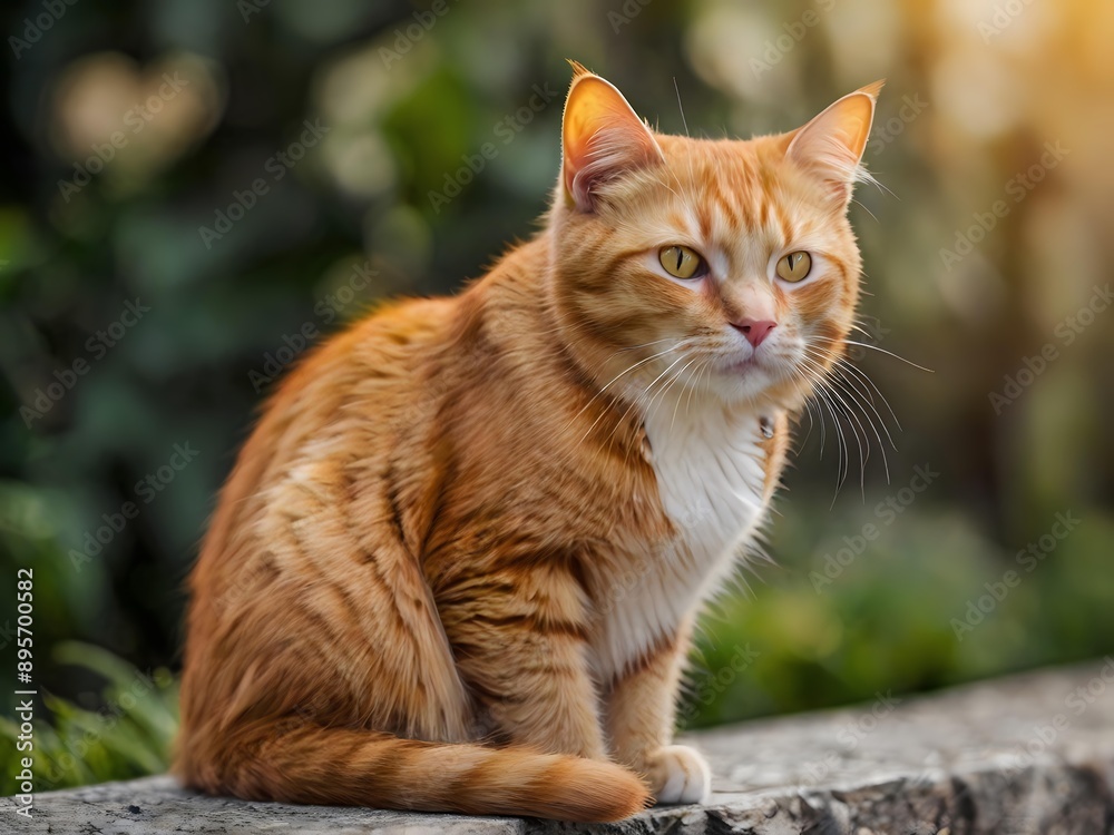 orange cat with blur background, orange cat is sitting and looking orange cat with blur background, orange cat is sitting and looking