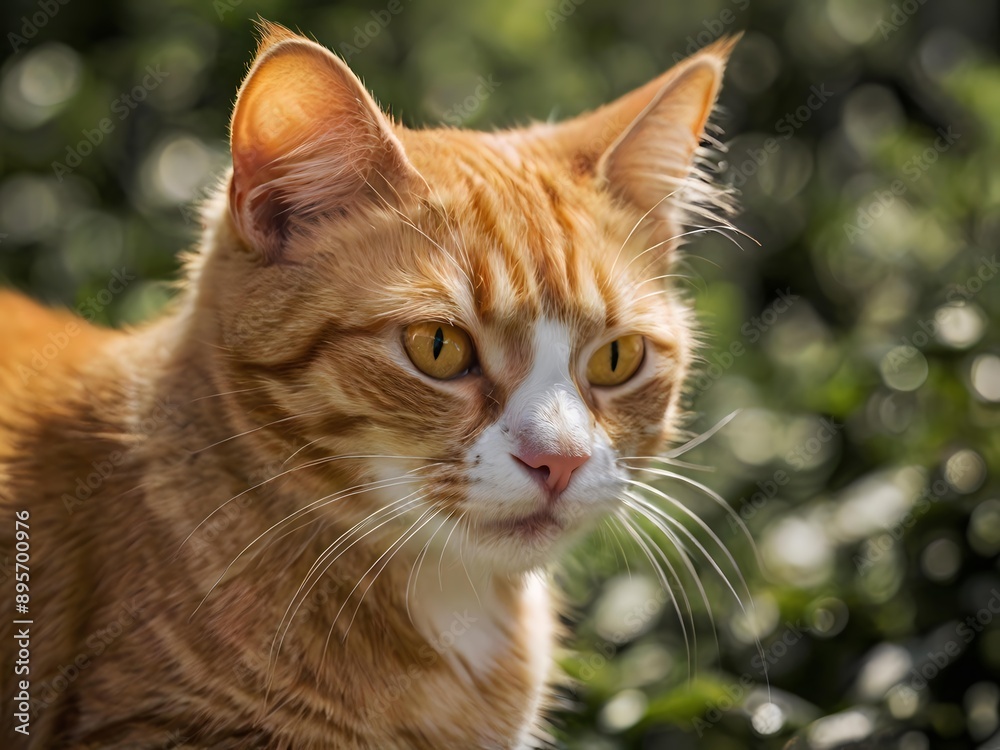 orange cat with blur background, orange cat is sitting and looking orange cat with blur background, orange cat is sitting and looking