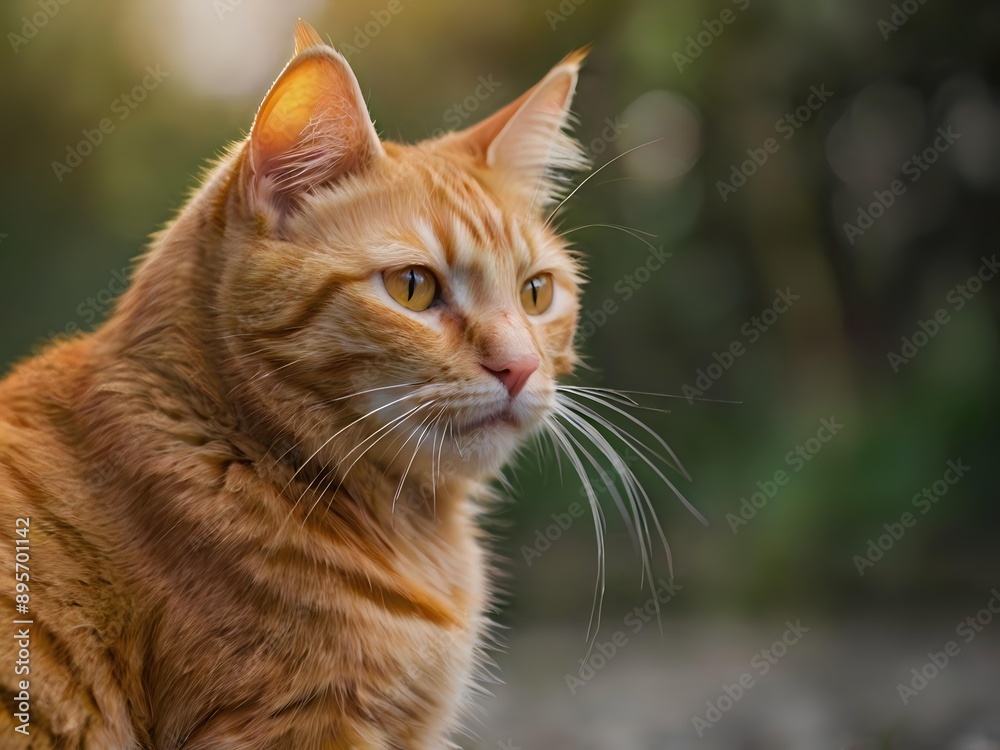 orange cat with blur background, orange cat is sitting and looking orange cat with blur background, orange cat is sitting and looking