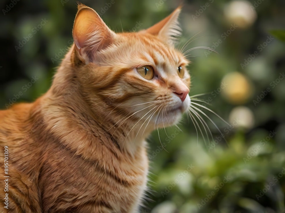 orange cat with blur background, orange cat is sitting and looking orange cat with blur background, orange cat is sitting and looking