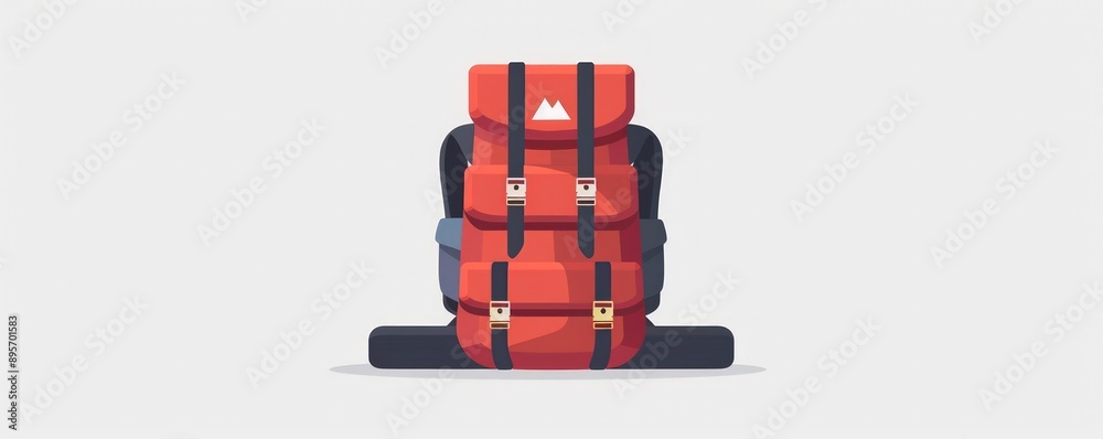 Minimalist red hiking backpack suitable for educational symbols in vector flat icon. Minimalist red hiking backpack suitable for educational symbols in vector flat icon.