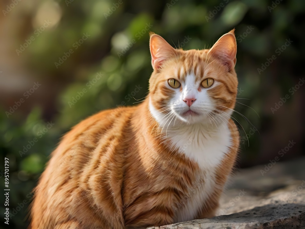 orange cat with blur background, orange cat is sitting and looking orange cat with blur background, orange cat is sitting and looking
