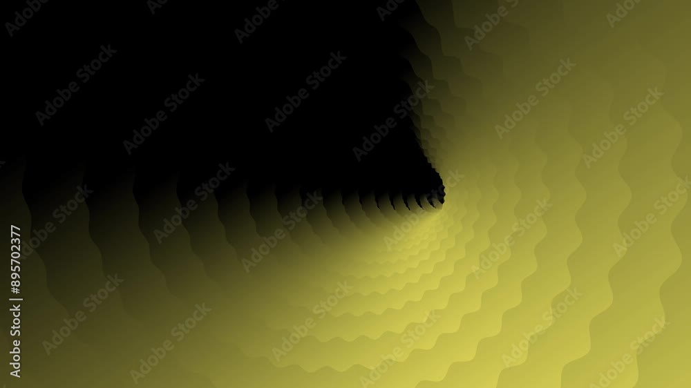 Wavy yellow and black tunel background. Moving through tunel. High quality 4k animation.