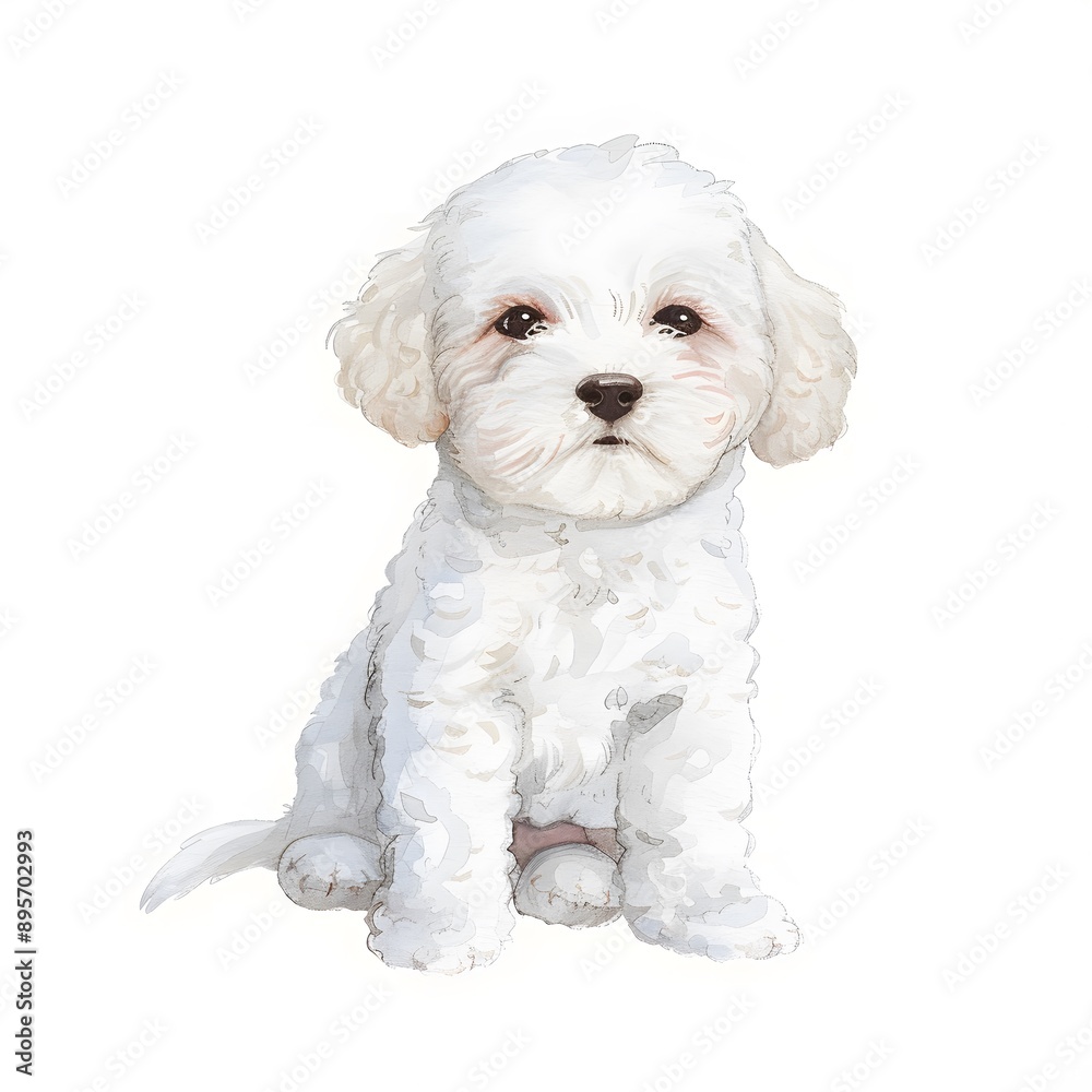 Cute white maltese dog illustration, Generative AI Cute white maltese dog illustration, Generative AI