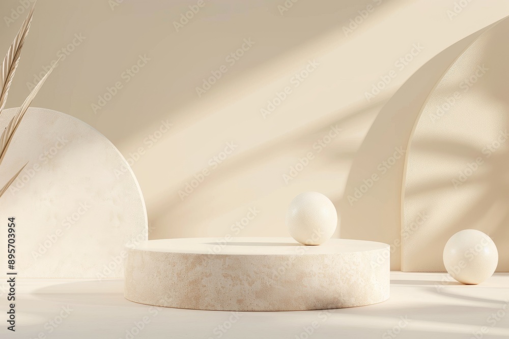 Fototapeta premium Pastel Snow-Covered Mountain Podium. Beautiful simple AI generated image in 4K, unique.