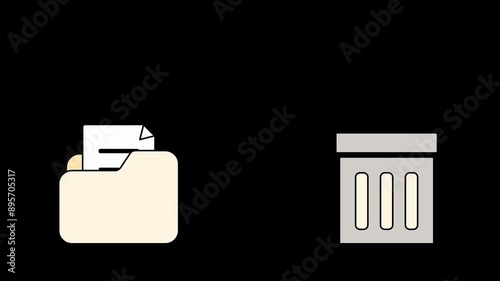 Deleting document files to a trash animated footage looping